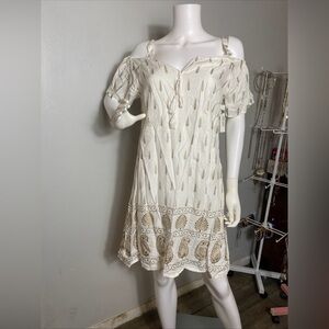 Lapogee Worldover Dress Color Ivory & Paisley Gold Size M